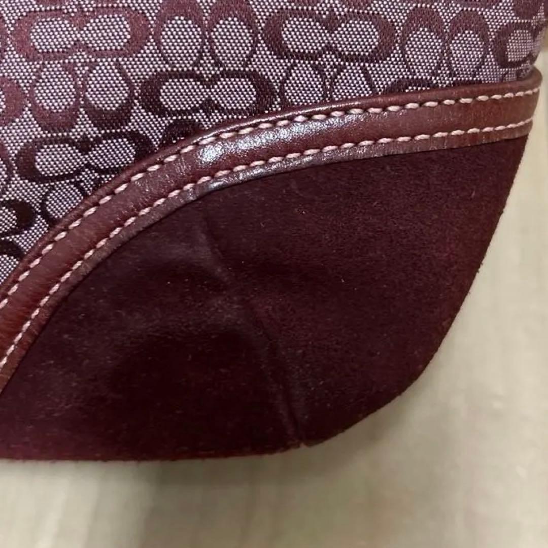 希少カラーコーチシグネチャー柄ホーボー ショルダーバッグ