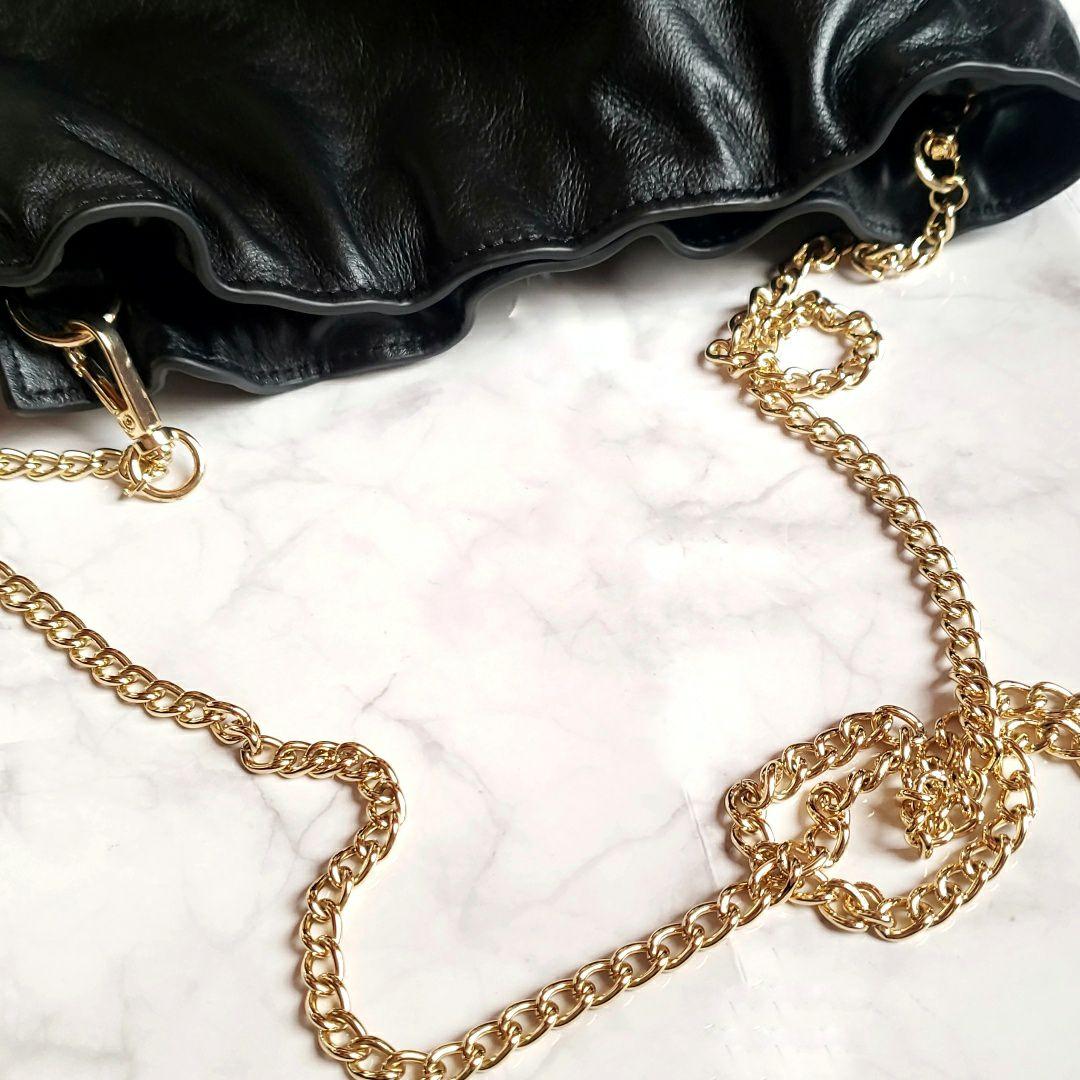 gemeil 2way ギャザーチェーンバッグ　ブラック　ジェムイル