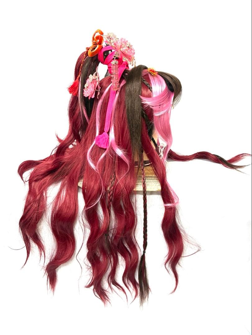 辰巳８号サイズ.耐熱ファイバーワインカラープラス、中古舞踊かつら、大衆演劇かつら