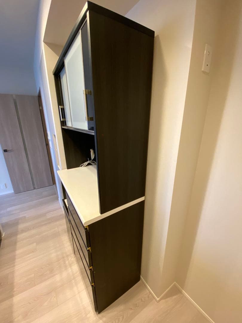 【最終値下げ】【ニトリ】黒の木製食器棚・キッチンカウンター