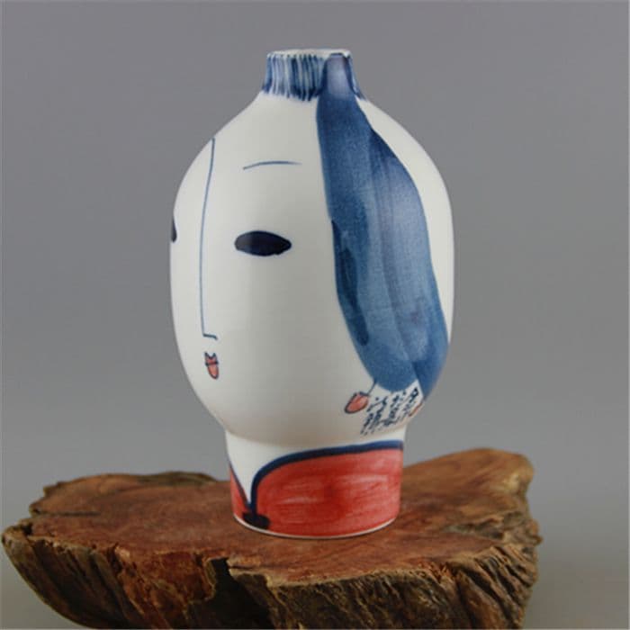 高白泥磁土美女型花瓶 景徳鎮 陶磁器 装飾品 工芸品美術品 置物