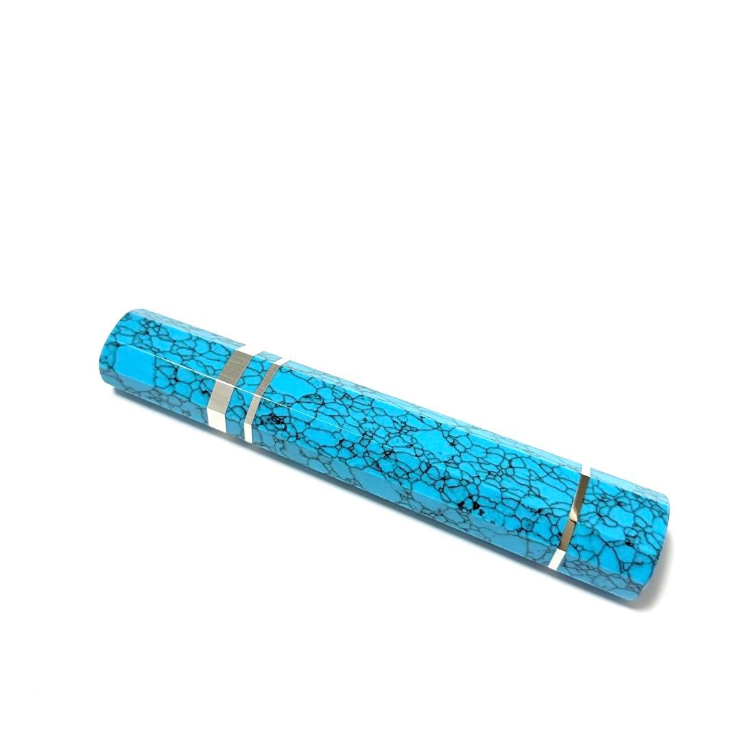 三段銀巻 柳刃300 ターコイズ八角柄 柳刃尺 手作り トルコ石 ハンドルf