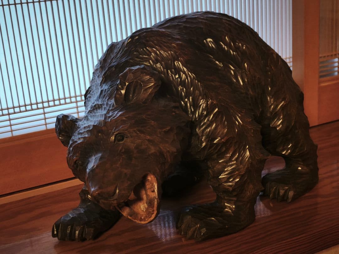 木彫り熊　親子熊　北海道　民藝品　置物　彫刻