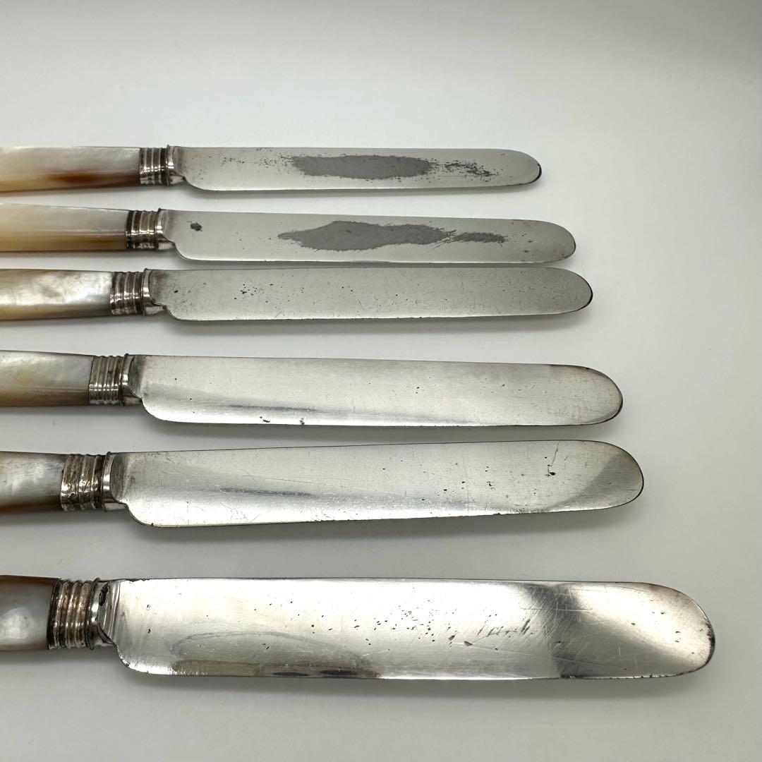 英国製/白蝶貝 マザーオブパール フルーツナイフ＆フォーク 24本 木箱入