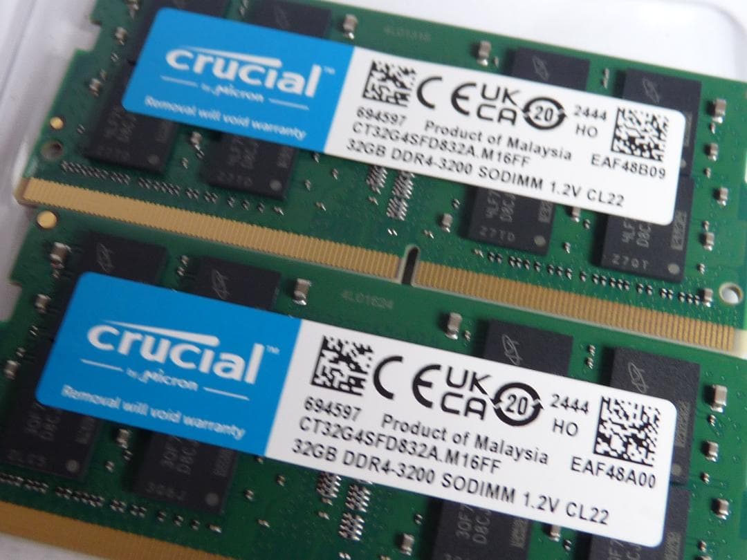 crucial 64GB DDR4 3200 SODIMM メモリ 現状品