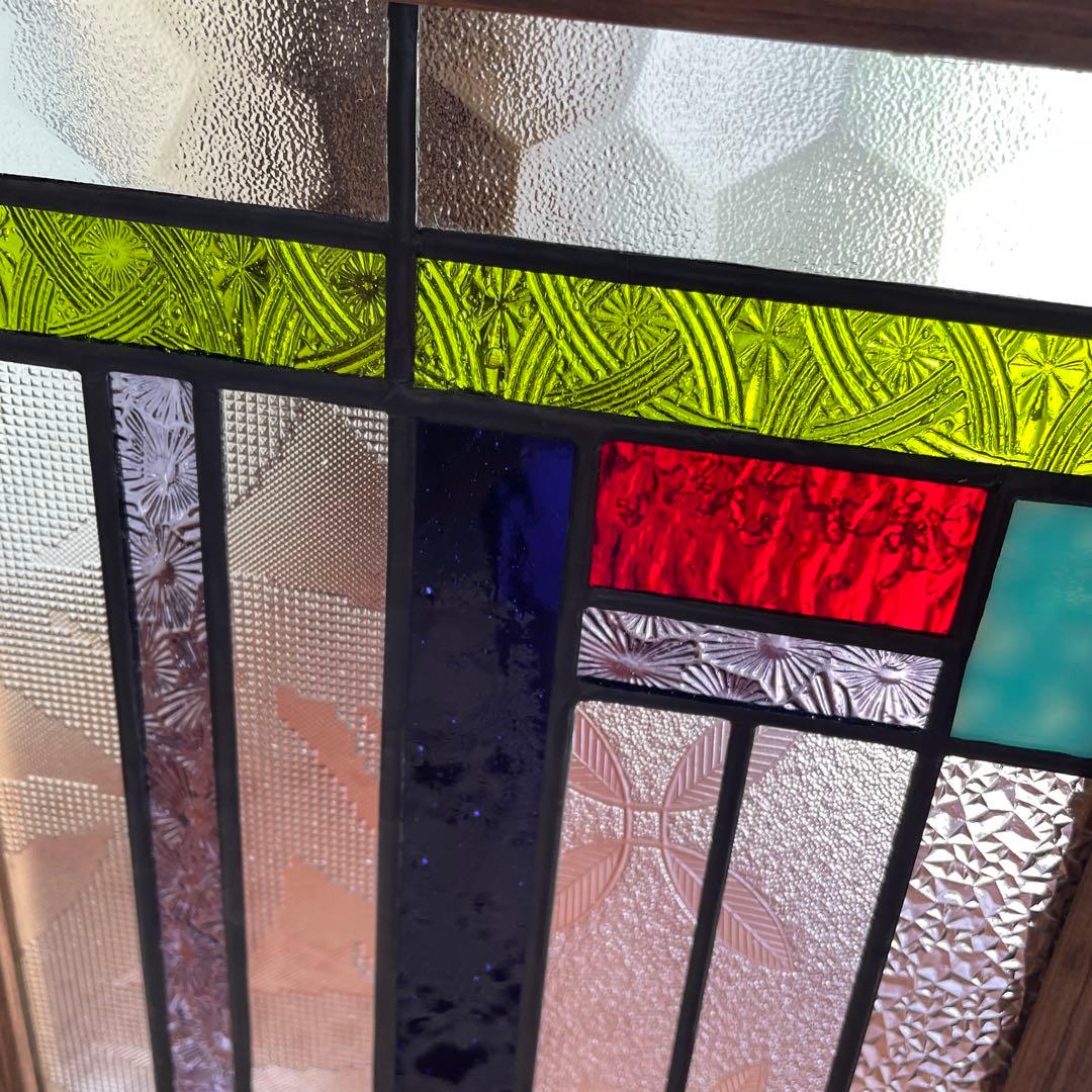 ステンドグラス　パネル　昭和レトロ　ガラス引き戸