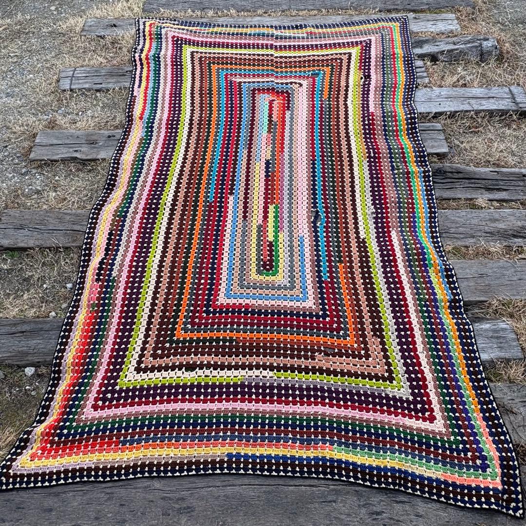 【USA vintage】 グラニーブランケット グラニースクエア ラグ