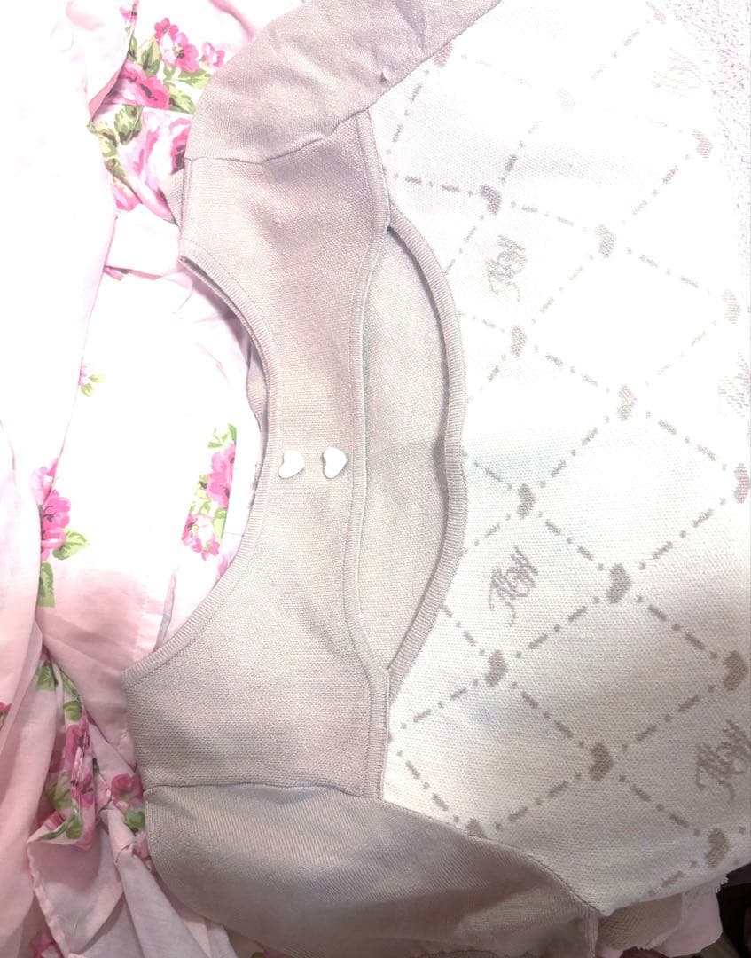 試着のみ　MWモノグラムバイカラーワンピース　ハニーミュウ　フリーサイズ　ピンク