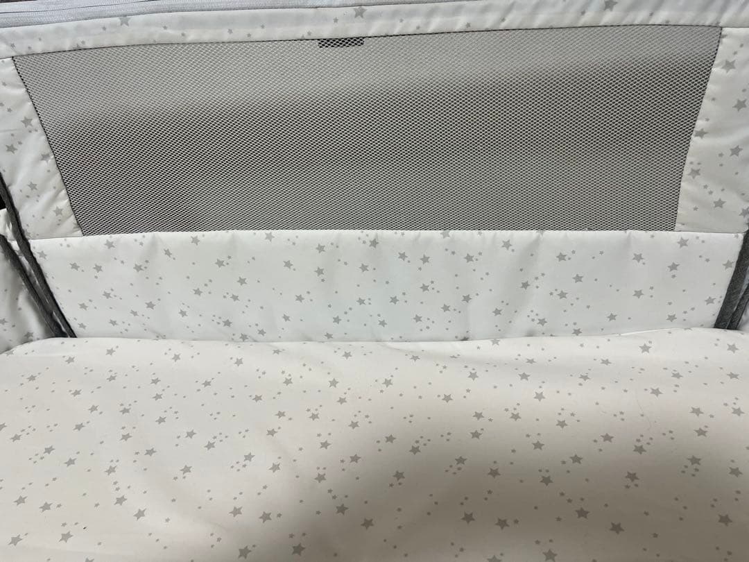 ベビーベッド 星柄 グレー/ホワイト