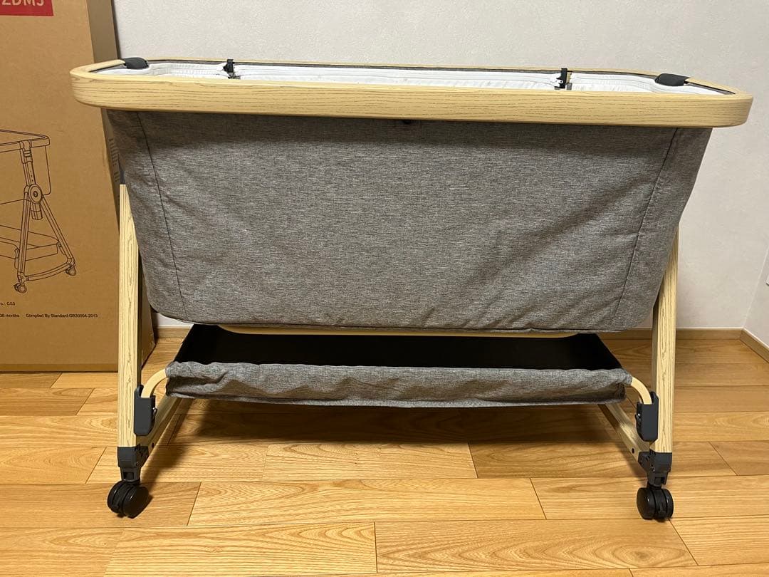 ベビーベッド 星柄 グレー/ホワイト