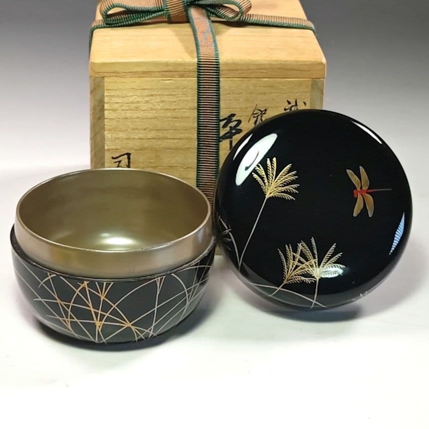 イ779 棗『新井司峰作』『銀時　武蔵野蒔絵　平棗　共箱』茶器　茶入　茶道具