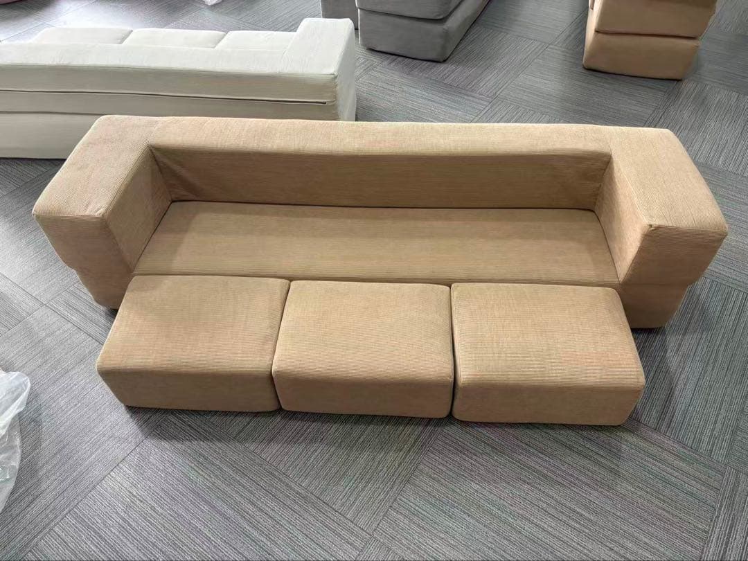 【ブラウン】ソファベッド 最大5人掛け 組立て不要 フロアソファ 軽いソファー