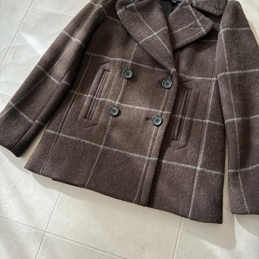 美品 COACH コーチ♡ウール メルトン Pコート ダブル ウインドウペン