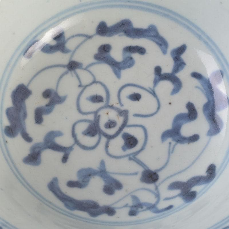 中国　呉須染付　花草文　鉢　時代箱付　C　9247