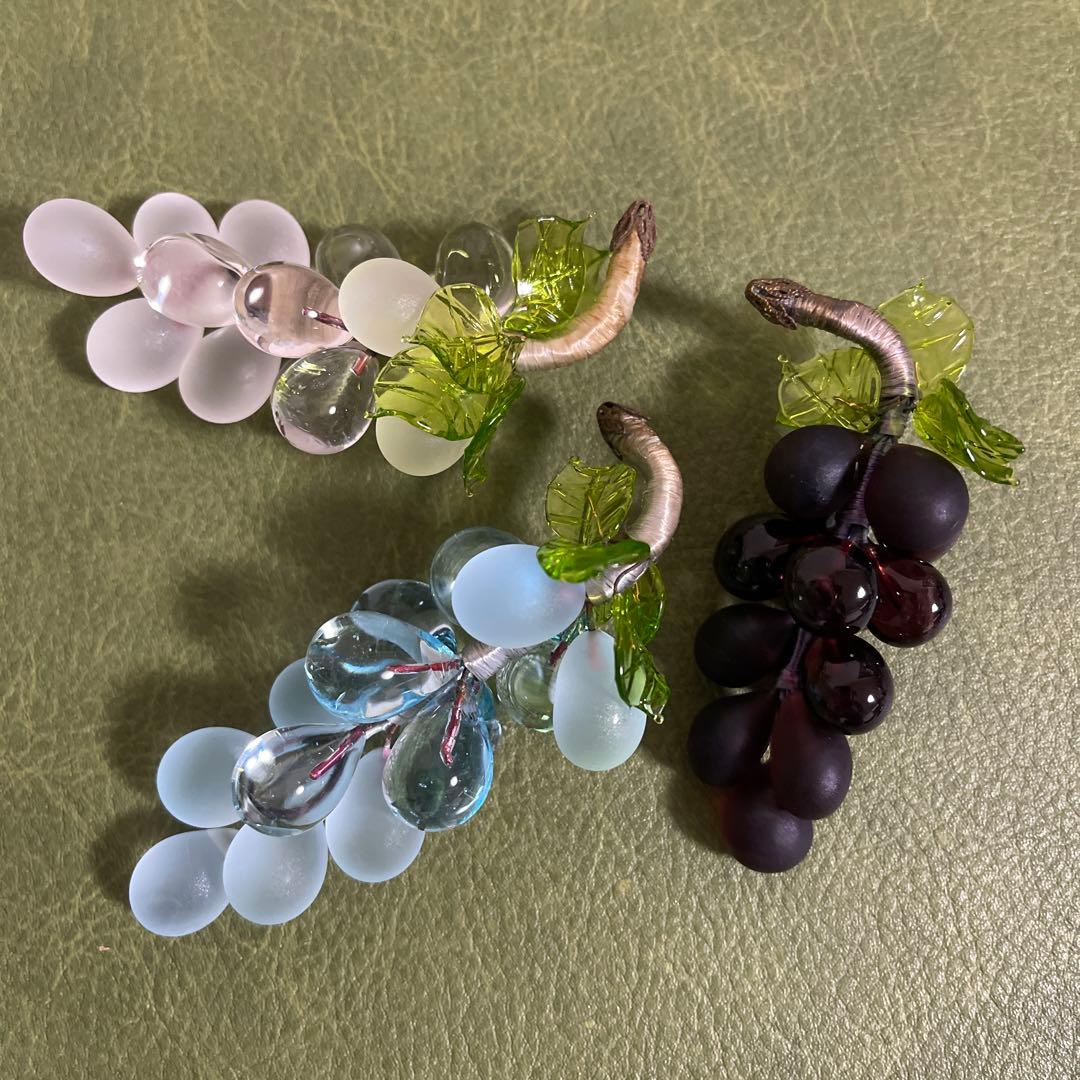 ヴェネチアングラス　ムラーノガラス　ぶどう　ガラス細工　イタリア　ヴィンテージ