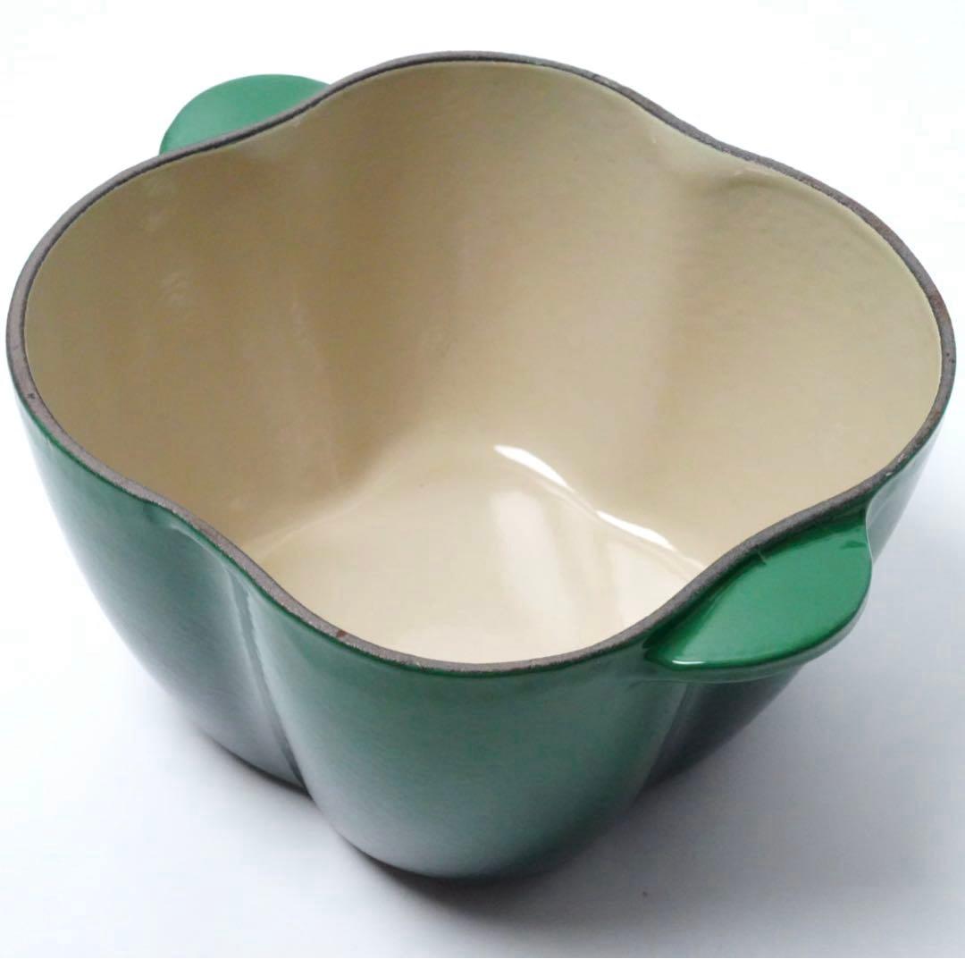 【美品】LE CREUSET　ピーマンココット　グリーン　18cm ビンテージ