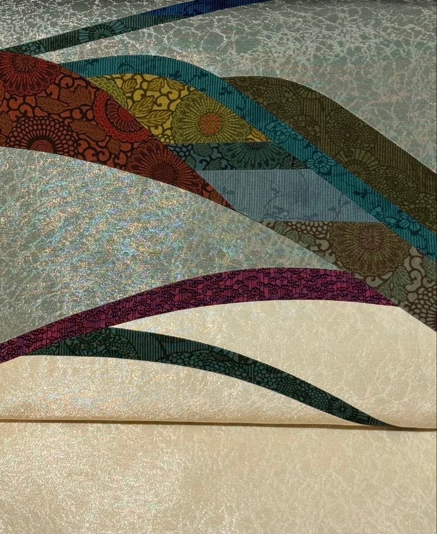 新春セール！「人間国宝 南部芳松」謹製　切りばめ　菊唐草模様　お洒落袋帯