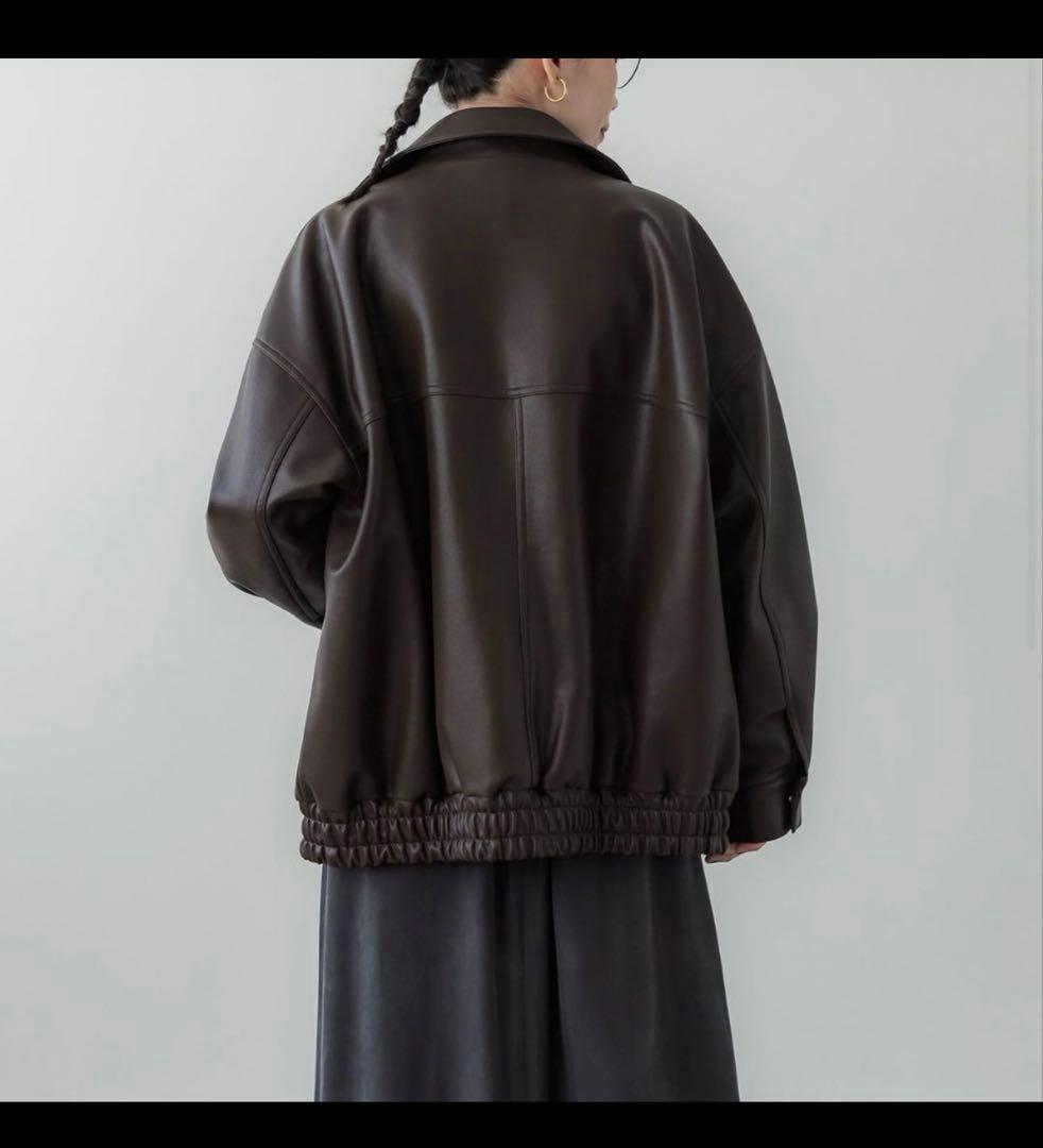 crewre フェイクレザージップブルゾン ブラウン サイズ2