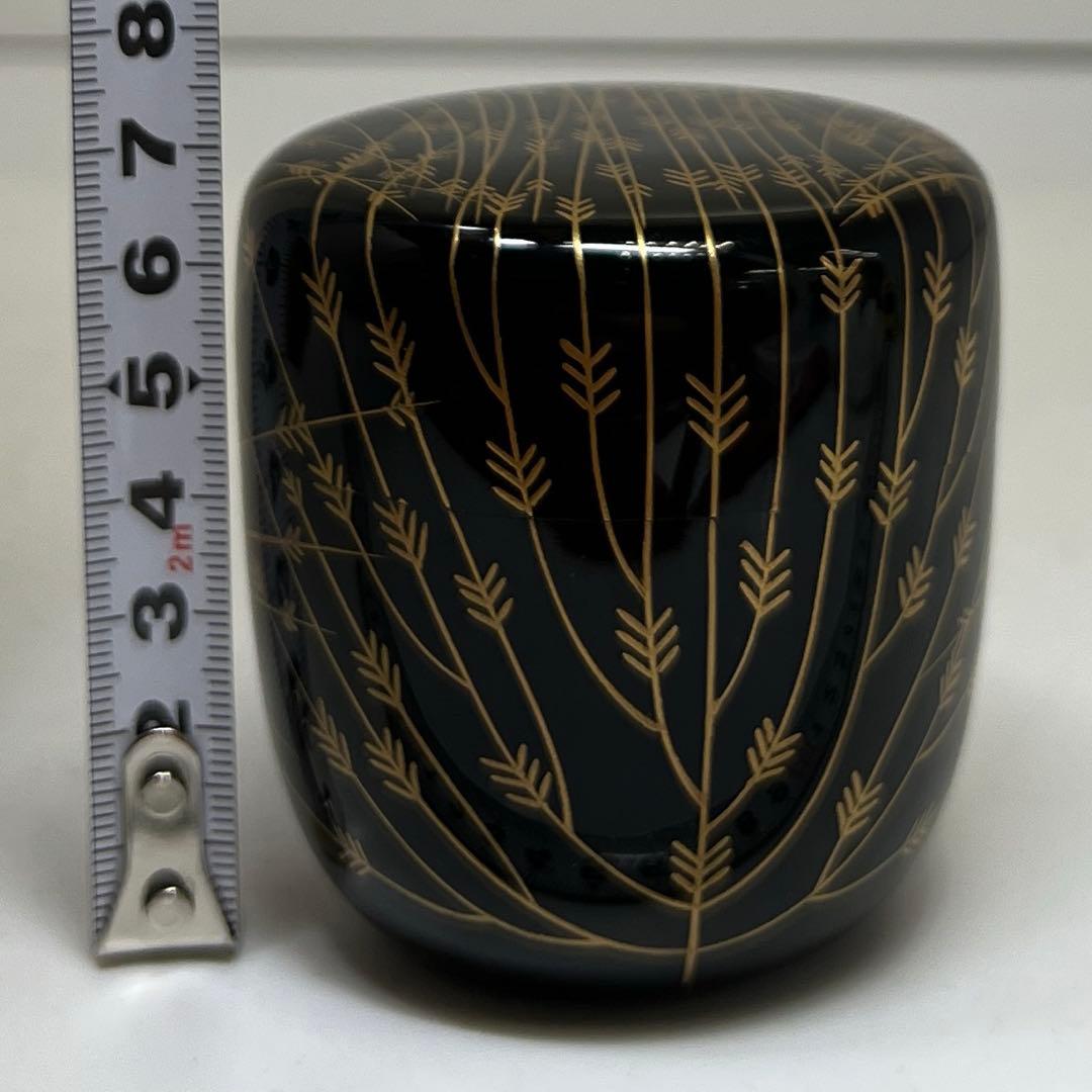 啓雲 柳蒔絵 棗 茶道具 共箱 h6.5cm 東キ8-0212☆2F