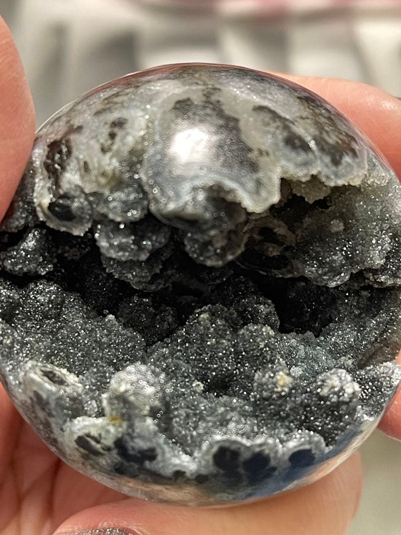 希少 アメジストクラスター　笑口　原石台座付き　 ブラジル産　綺麗 53.6ミリ