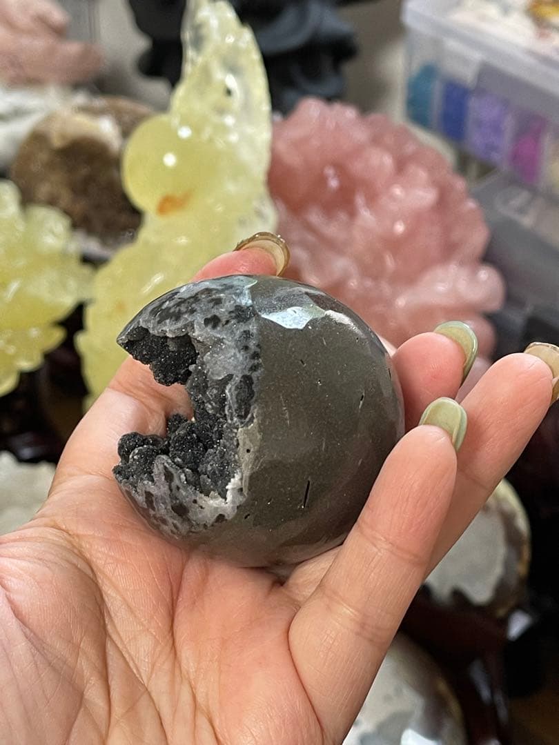 希少 アメジストクラスター　笑口　原石台座付き　 ブラジル産　綺麗 53.6ミリ