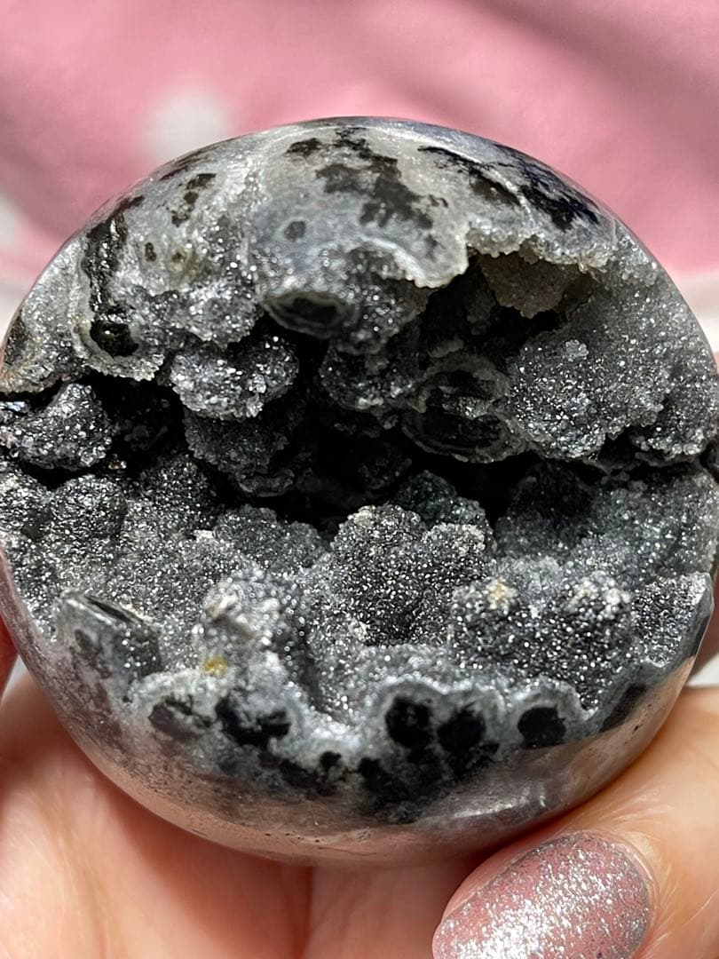 希少 アメジストクラスター　笑口　原石台座付き　 ブラジル産　綺麗 53.6ミリ