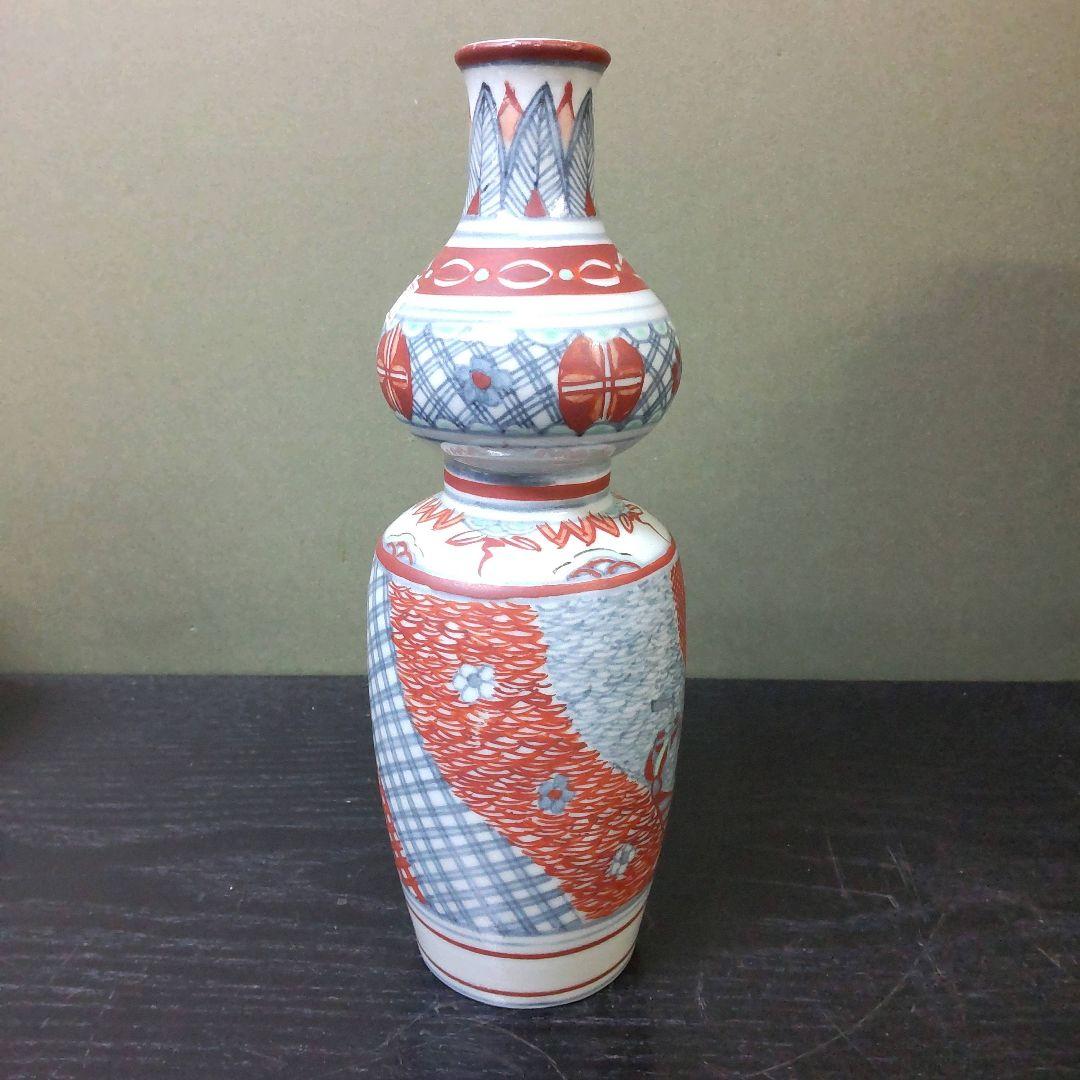 （768）✿特価★有田焼大日窯★久保焦破作★古伊万里写瓢型花入れ★破魔オマケ付★