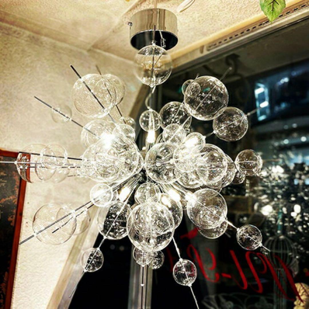 バブルデザイン シャンデリア シルバー 大