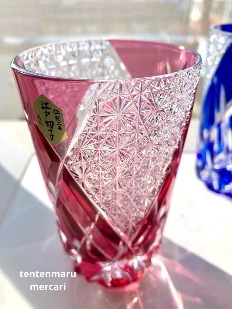 L*o様 江戸切子 ☆ 伝統工芸士 石塚春樹 ☆ 菊繋ぎ文様 ペアタンブラー