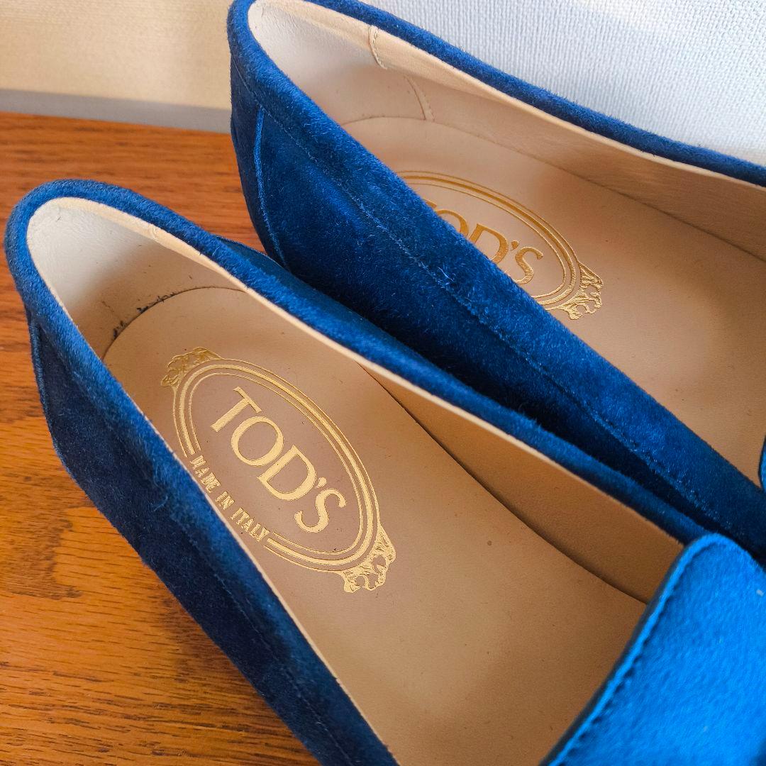 meGU　トッズ　レディース　ローファー　スウェード　ブルー　38 1/2