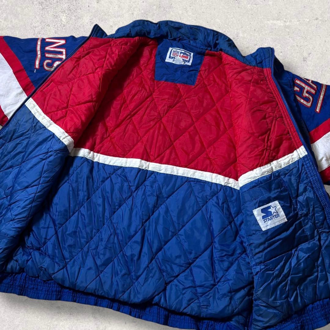 90s NFLナイロンジャケット中綿フーディーSTARTERジャイアンツ古着XL