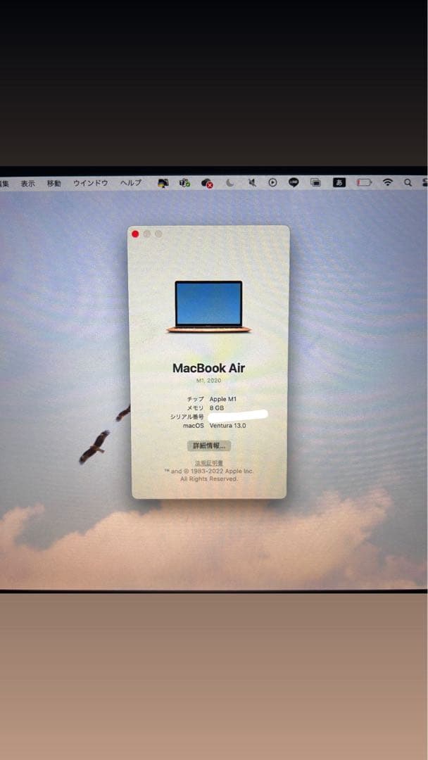 【ジャンク品】MacBook Air 2020／M1／8GB 液晶損傷