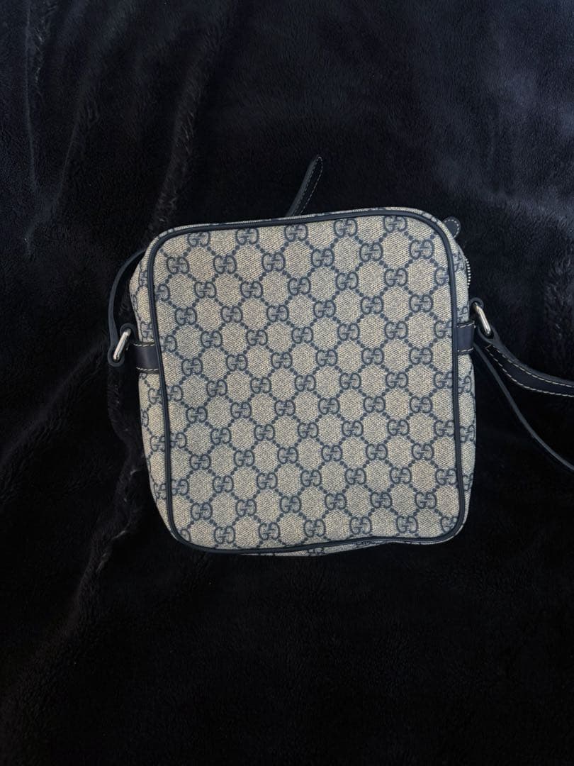 Gucci GGスプリーム ショルダー バッグPVC ベージュ ネイビー