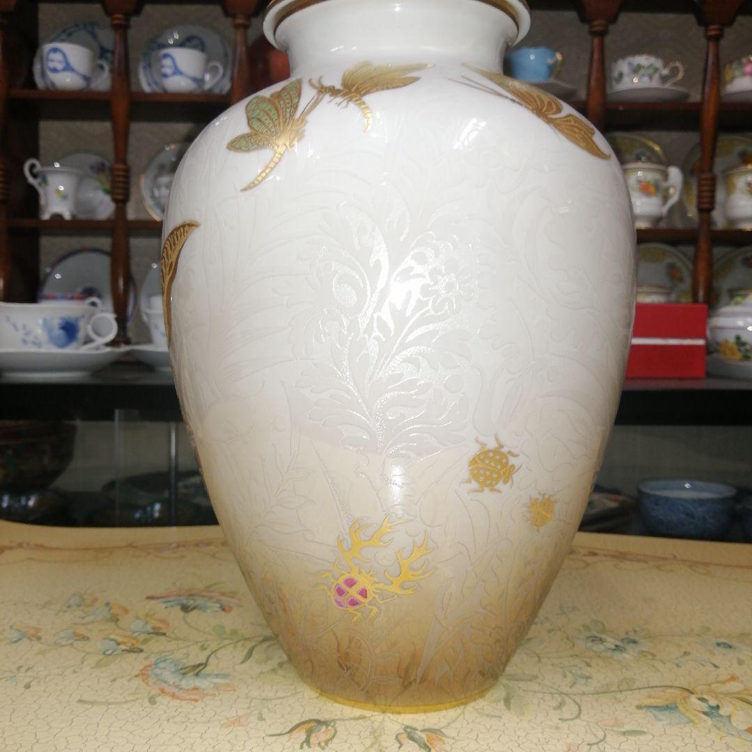 イタリア　アートモルベッリ　花瓶　金彩金蝕　陶磁器　蓋付き　飾り壷