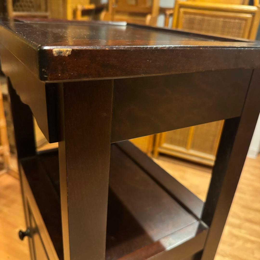 北海道民芸家具 カバ無垢材 ヴィンテージ 電話台 サイドテーブル 飾り台 花台