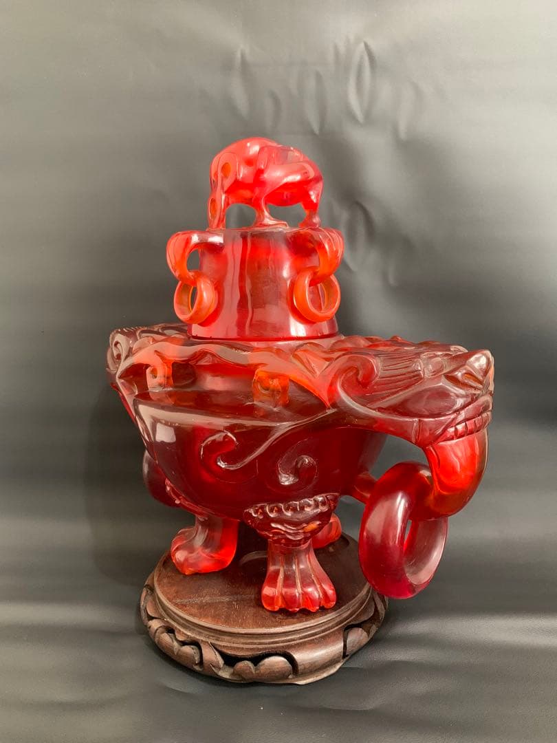 中国製　大香炉　琥珀調　骨董　古玩