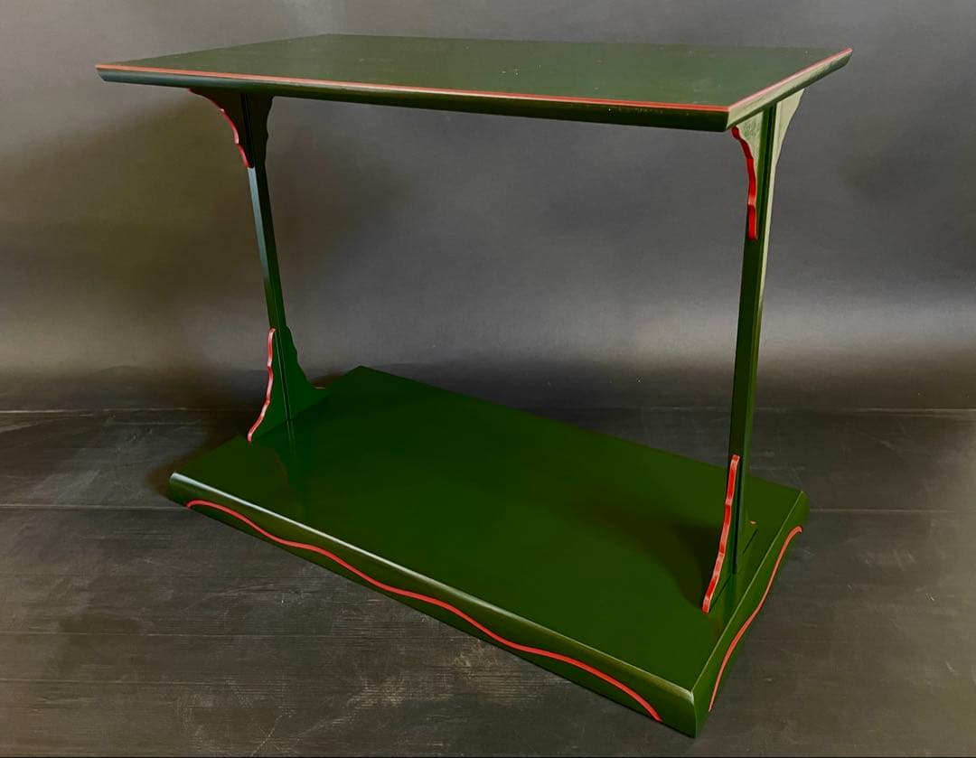 【美品】「母」 兼中斎(堀内宗完)花押 勝利作 青漆爪紅 及台子 茶道具 13F