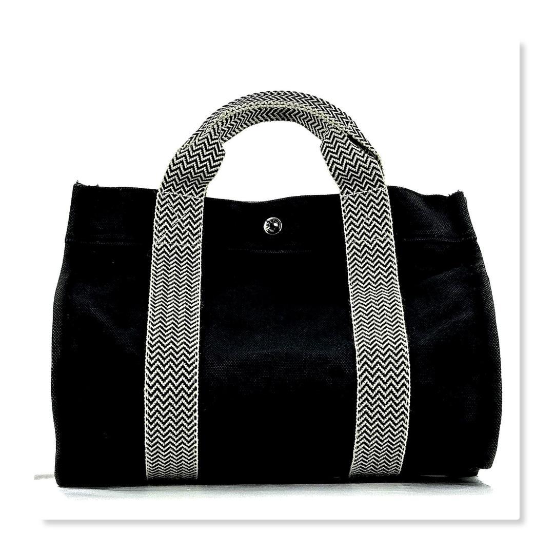 エルメス　カンヌPM　トートバッグ　キャンバス　ブラック系　【廃盤・美品】