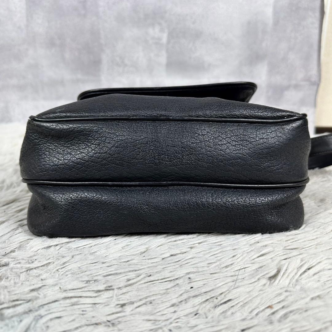 希少 オールドグッチ レザー ショルダーバッグ インターロッキング ブラック 黒