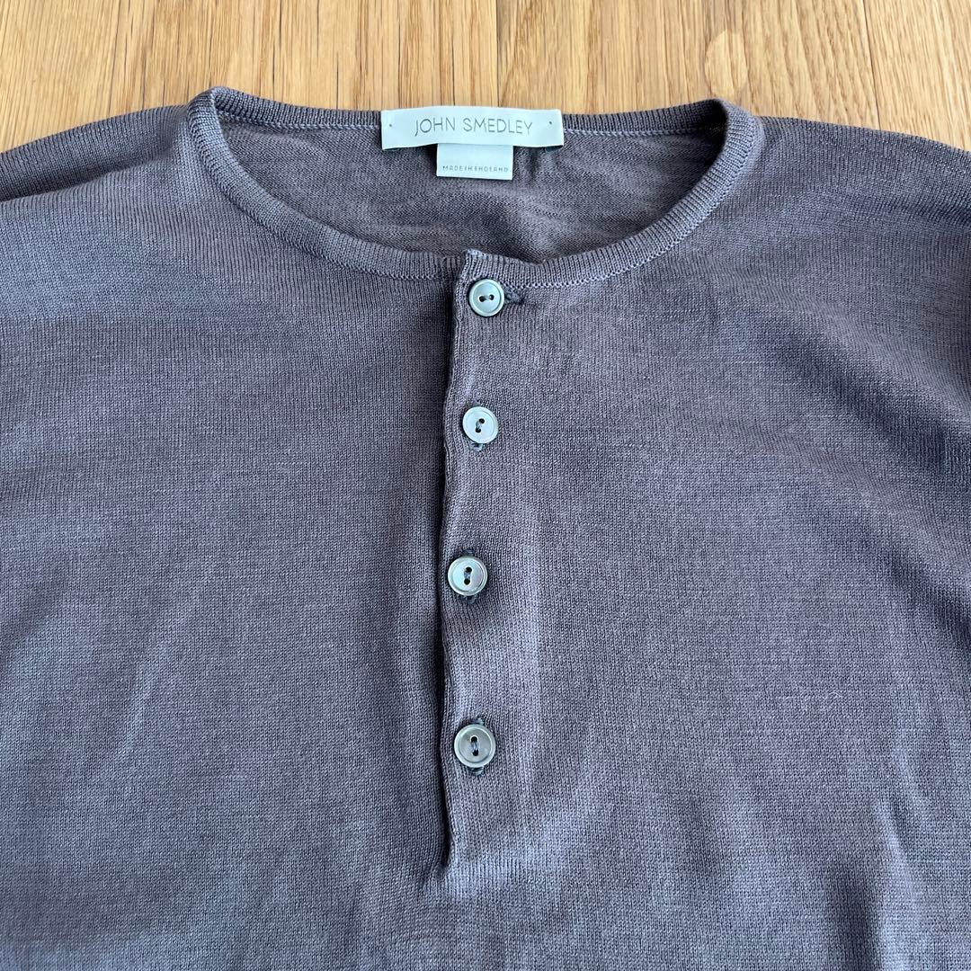 ジョンスメドレー ヘンリーネック クルーネック ニット セーター　ブラウン