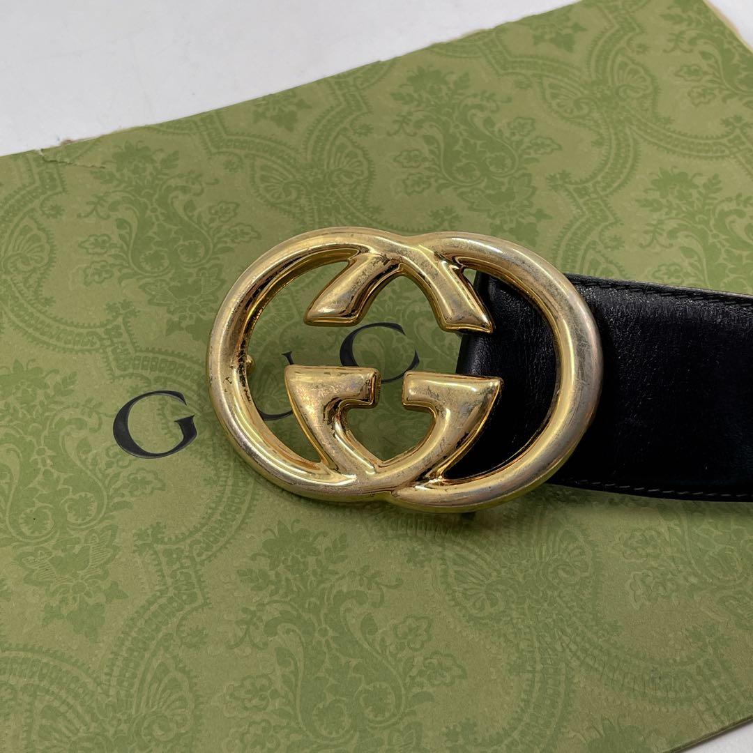 ✨高級✨GUCCI ベルト　インターロッキング　ゴールドバックル　70/28