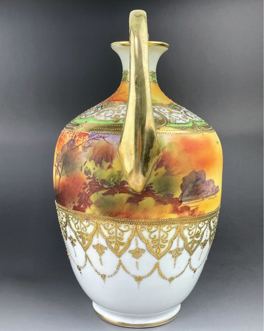 【希少】オールドノリタケ ２６．８㎝ ガレ風夕景紋 アールヌーボー 花瓶