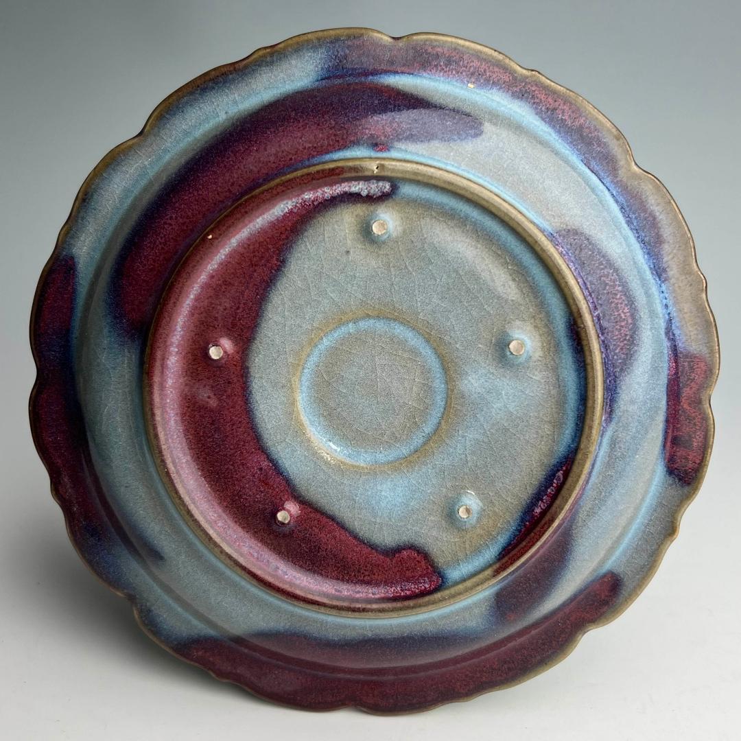 鈞窯天藍釉紫斑陵花盤 宋時代 唐物 中国古玩 中国美術 A904