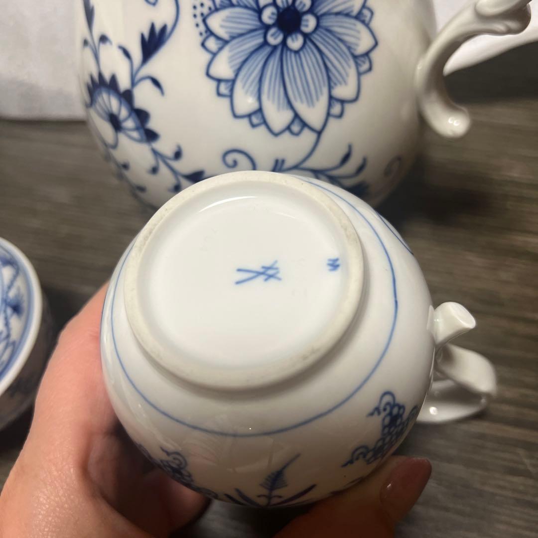 マイセン ブルーオニオン コーヒーポット クリーマー シュガーポット セット