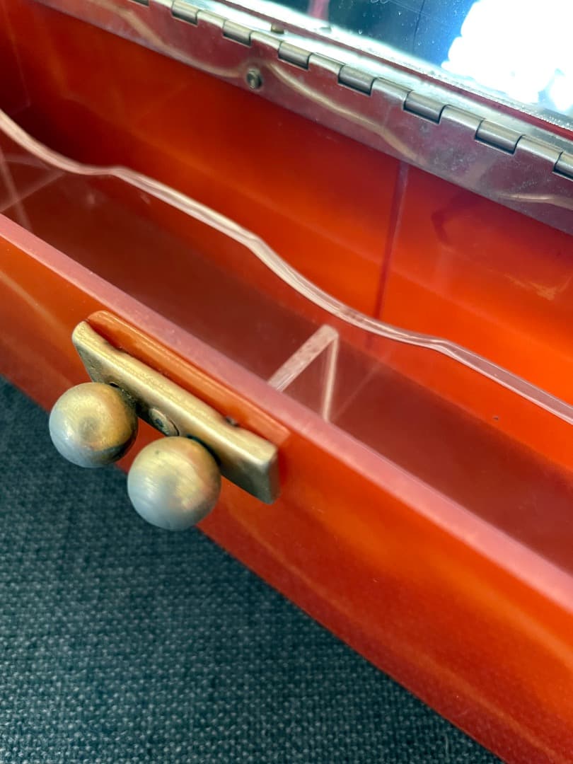 1950年代 ヴィンテージ　レア　ルーサイトバッグ　メイク道具入れ オレンジ