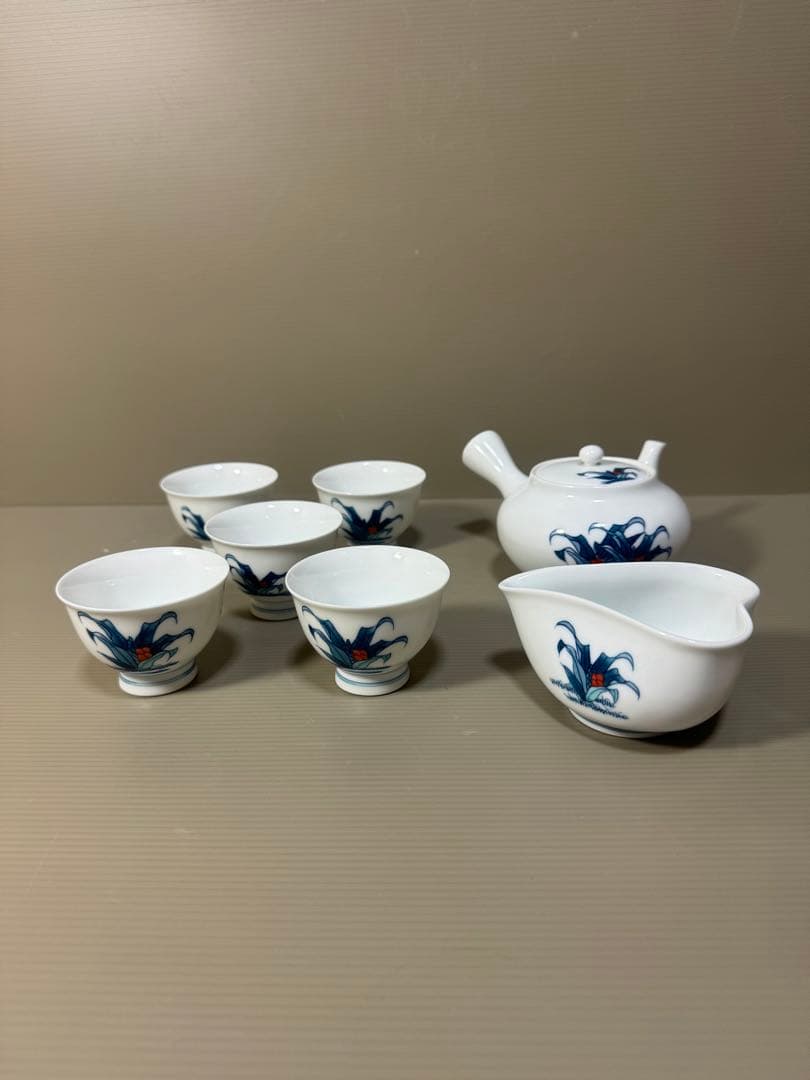 2275 有田焼　畑萬陶苑　茶器セット　急須1客　湯冷し1客　湯呑5客