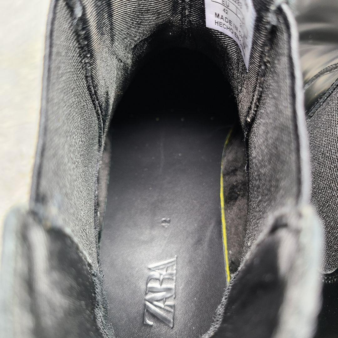 42【ZARA】Vibram　ビブラムソール レザーチェルシーアンクルブーツ