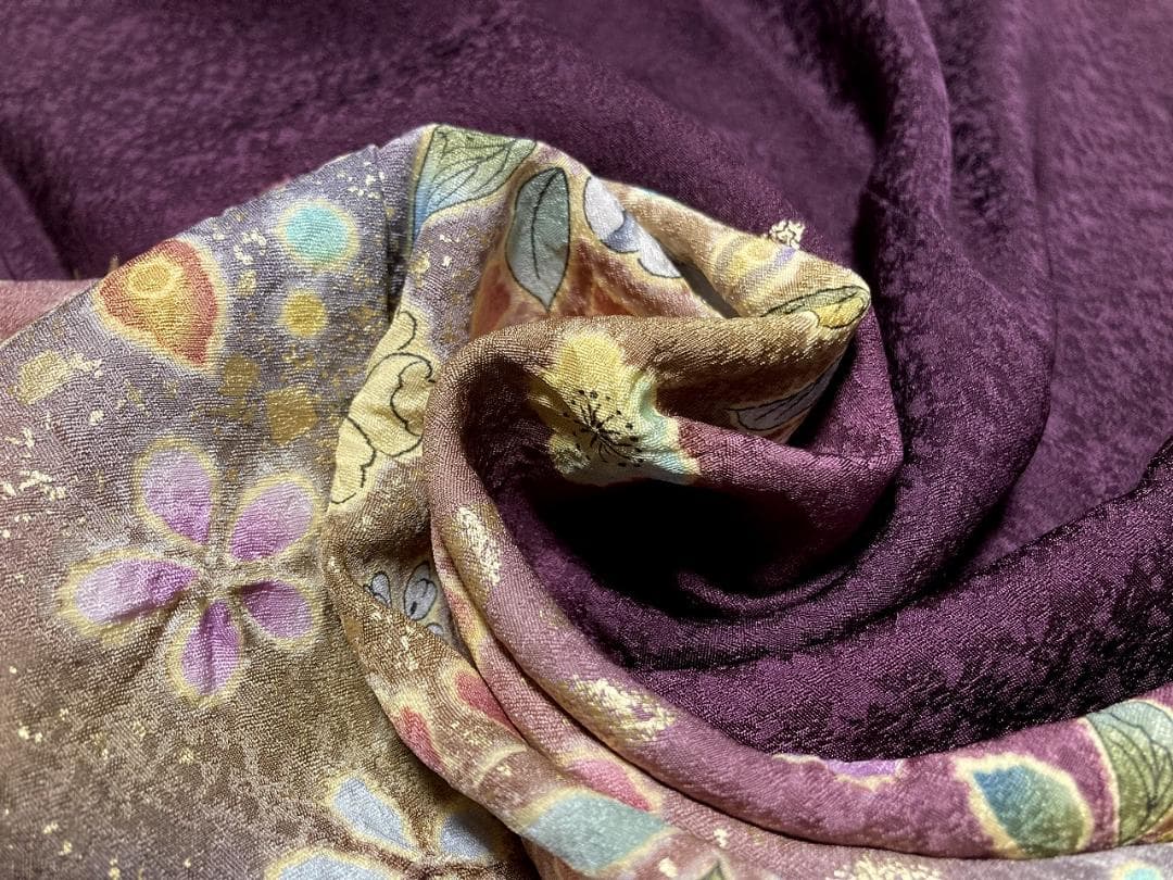 未使用 辻が花 絞り 訪問着 辻ヶ花 袷 紫 ピンク パステル 淡紅藤 1368