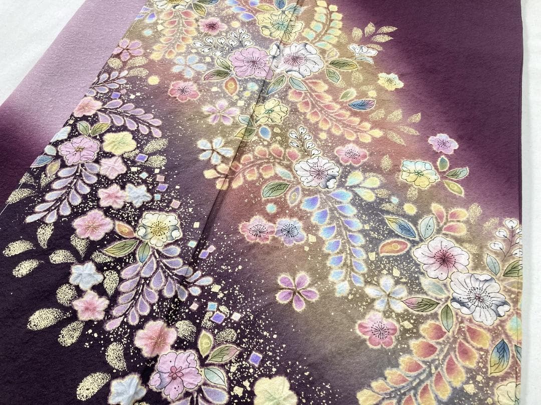 未使用 辻が花 絞り 訪問着 辻ヶ花 袷 紫 ピンク パステル 淡紅藤 1368