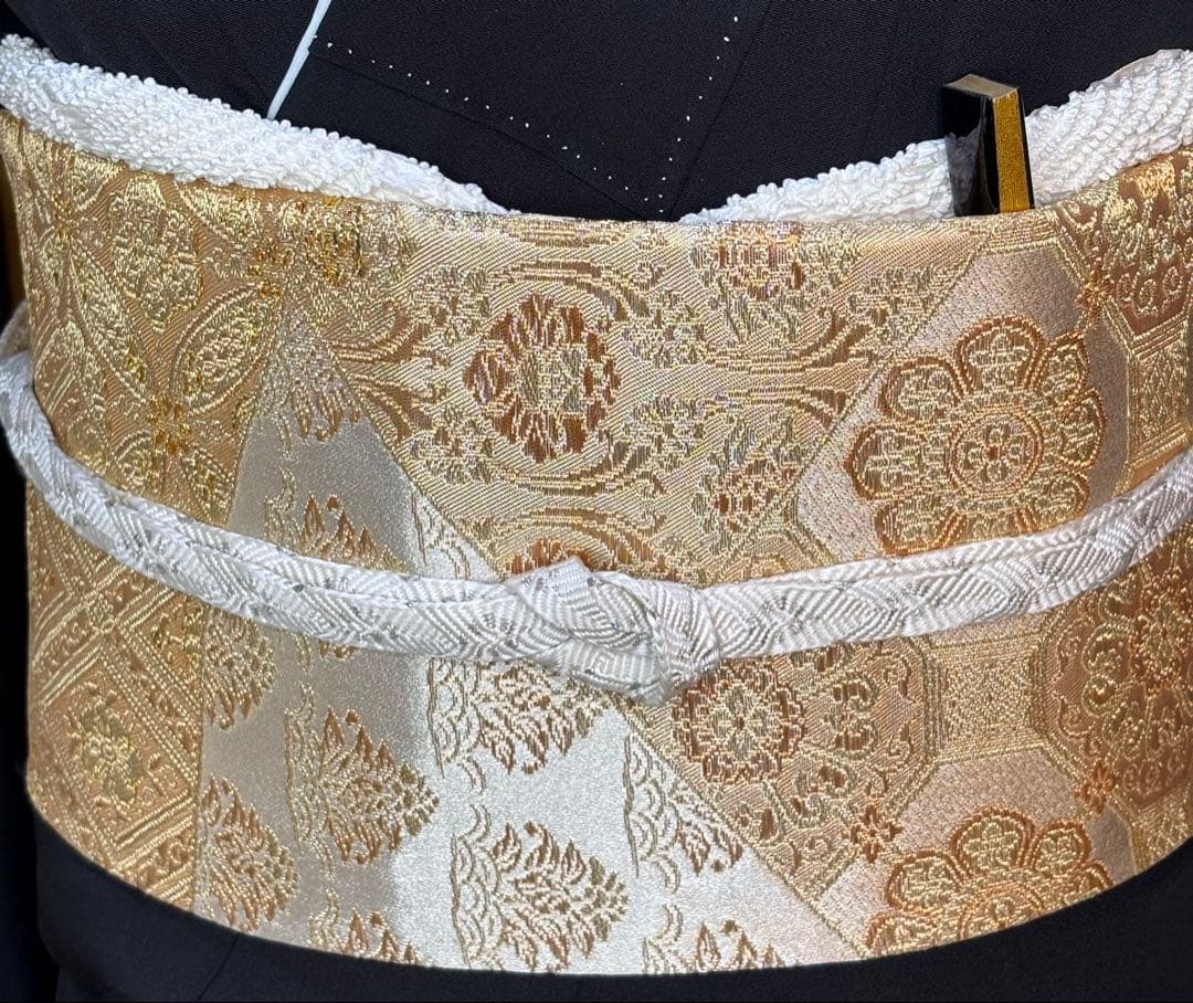 正絹豪華黒留袖6点フルセット 黒留袖　袋帯　帯締め帯揚げ　長襦袢　 末広